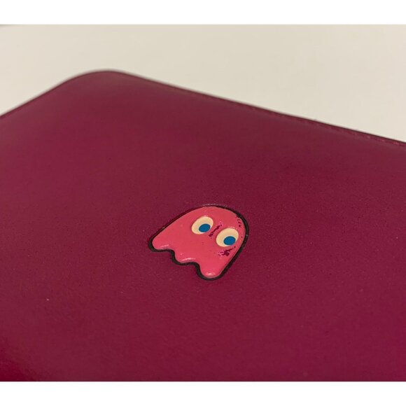 Coach Pac Man Accordion Zip Wallet Shadow/Blinky Ghost F55736 Fuschia - Picture 12 of 12